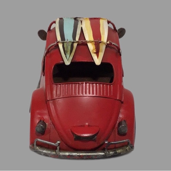 Volkswagen Beetle Love Bug Red Metal Art, 2 Surfboards - Picture 7 of 10